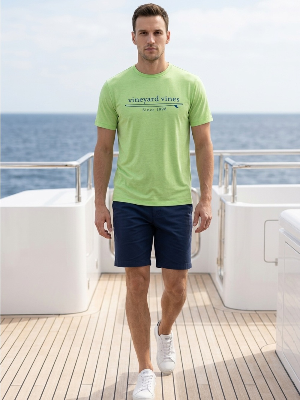 Vineyard Vines Mens XS Lime Performance Short Sleeve Tee Shirt Surf Board